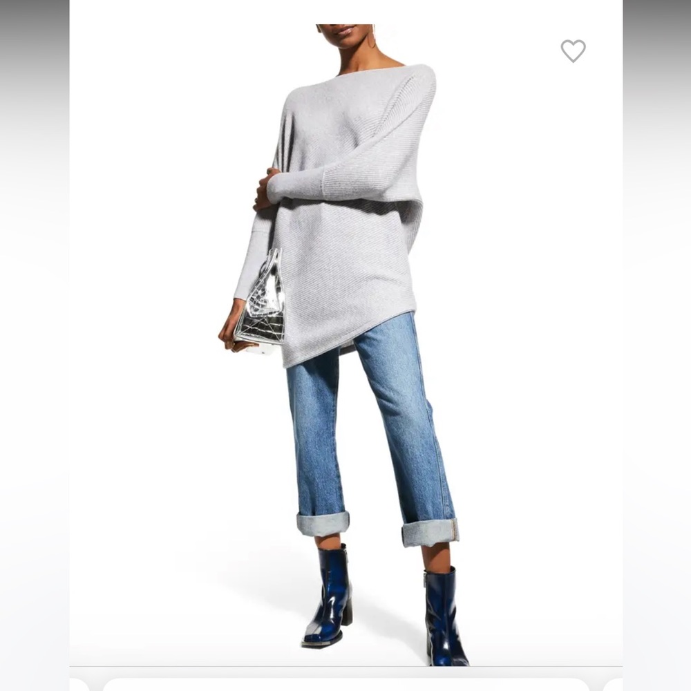 Neiman Marcus Metallic trim ribbed Cashmere Dolman sleeves sweaters